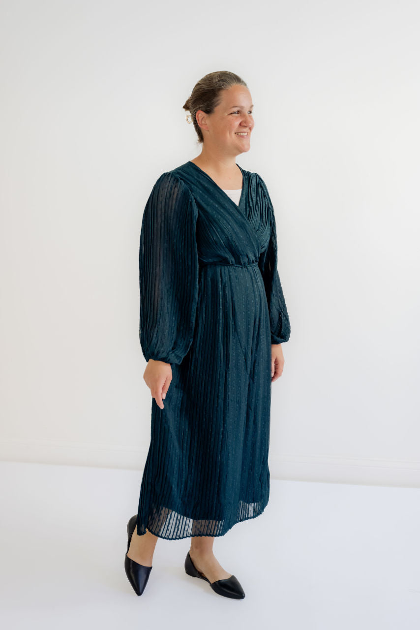 Esme Pleated Dress in Deep Teal - Esme Pleated Dress in Deep Teal - S - Salt and Honey