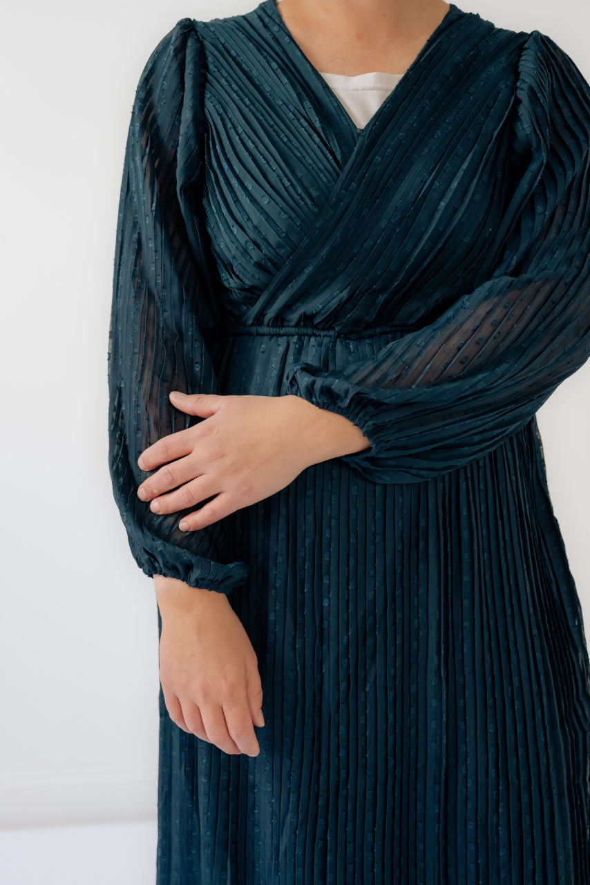 Esme Pleated Dress in Deep Teal - Esme Pleated Dress in Deep Teal - S - Salt and Honey