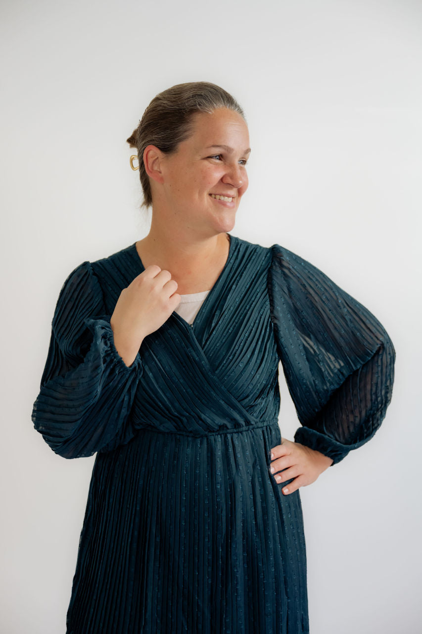 Esme Pleated Dress in Deep Teal - Esme Pleated Dress in Deep Teal - S - Salt and Honey