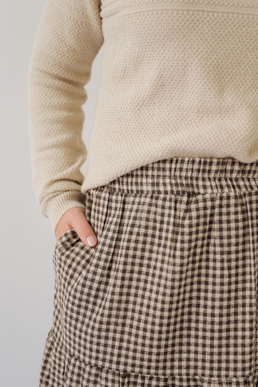 Terra Gingham Skirt in Chestnut - Terra Gingham Skirt in Chestnut - S - Salt and Honey