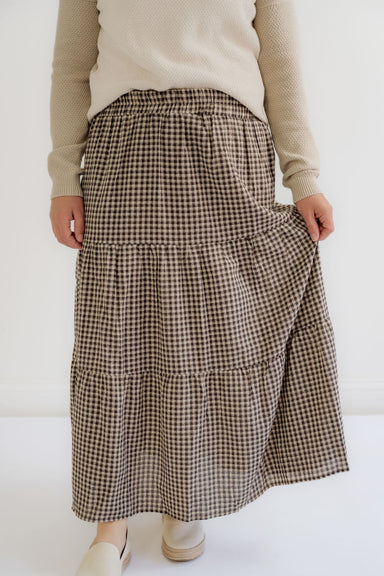Terra Gingham Skirt in Chestnut - Terra Gingham Skirt in Chestnut - S - Salt and Honey