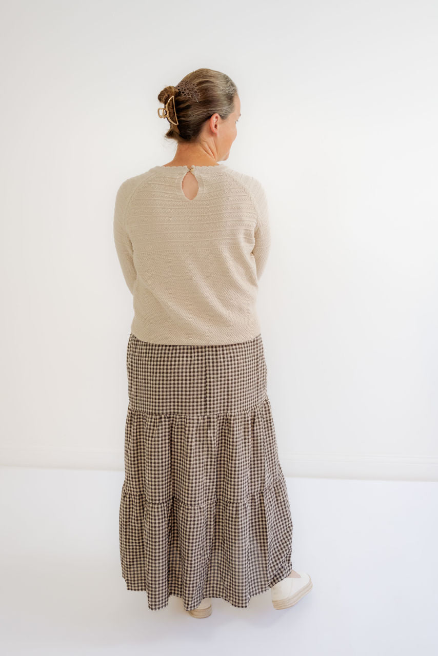 Terra Gingham Skirt in Chestnut - Terra Gingham Skirt in Chestnut - S - Salt and Honey
