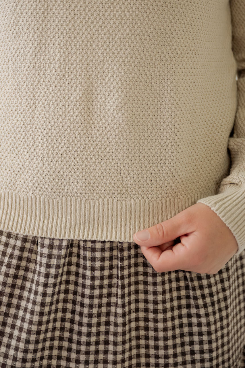 Maverick Scalloped Sweater in Oat - Maverick Scalloped Sweater in Oat - S - Salt and Honey