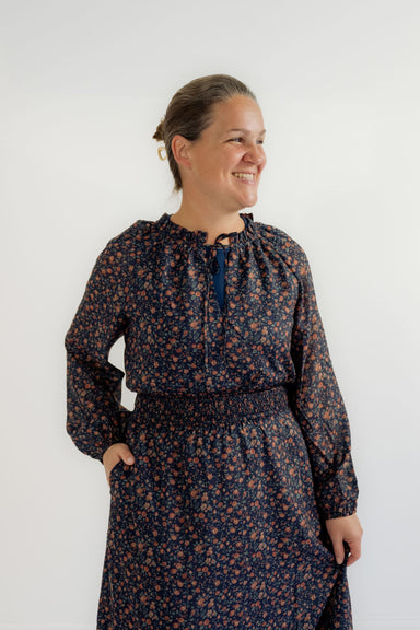 Katarina Dainty Floral Dress in Navy - Katarina Dainty Floral Dress in Navy - S - Salt and Honey
