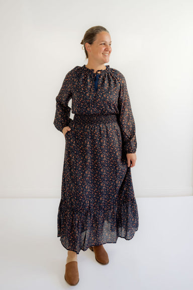 Katarina Dainty Floral Dress in Navy - Katarina Dainty Floral Dress in Navy - S - Salt and Honey