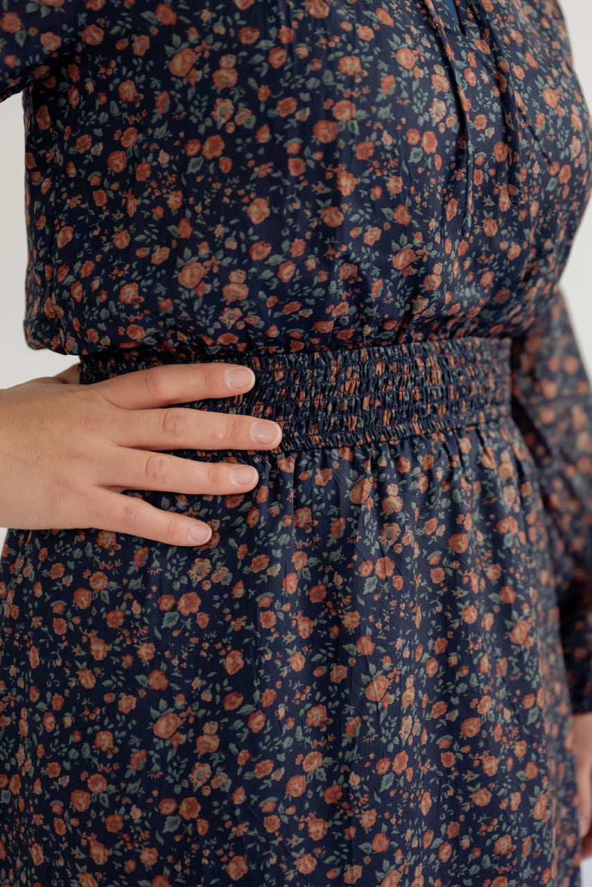 Katarina Dainty Floral Dress in Navy - Katarina Dainty Floral Dress in Navy - S - Salt and Honey