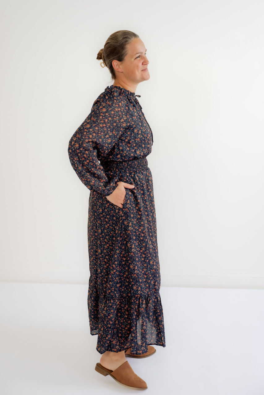 Katarina Dainty Floral Dress in Navy - Katarina Dainty Floral Dress in Navy - S - Salt and Honey