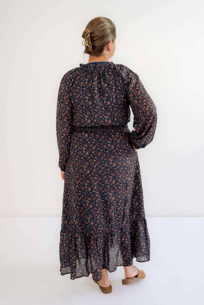 Katarina Dainty Floral Dress in Navy - Katarina Dainty Floral Dress in Navy - S - Salt and Honey