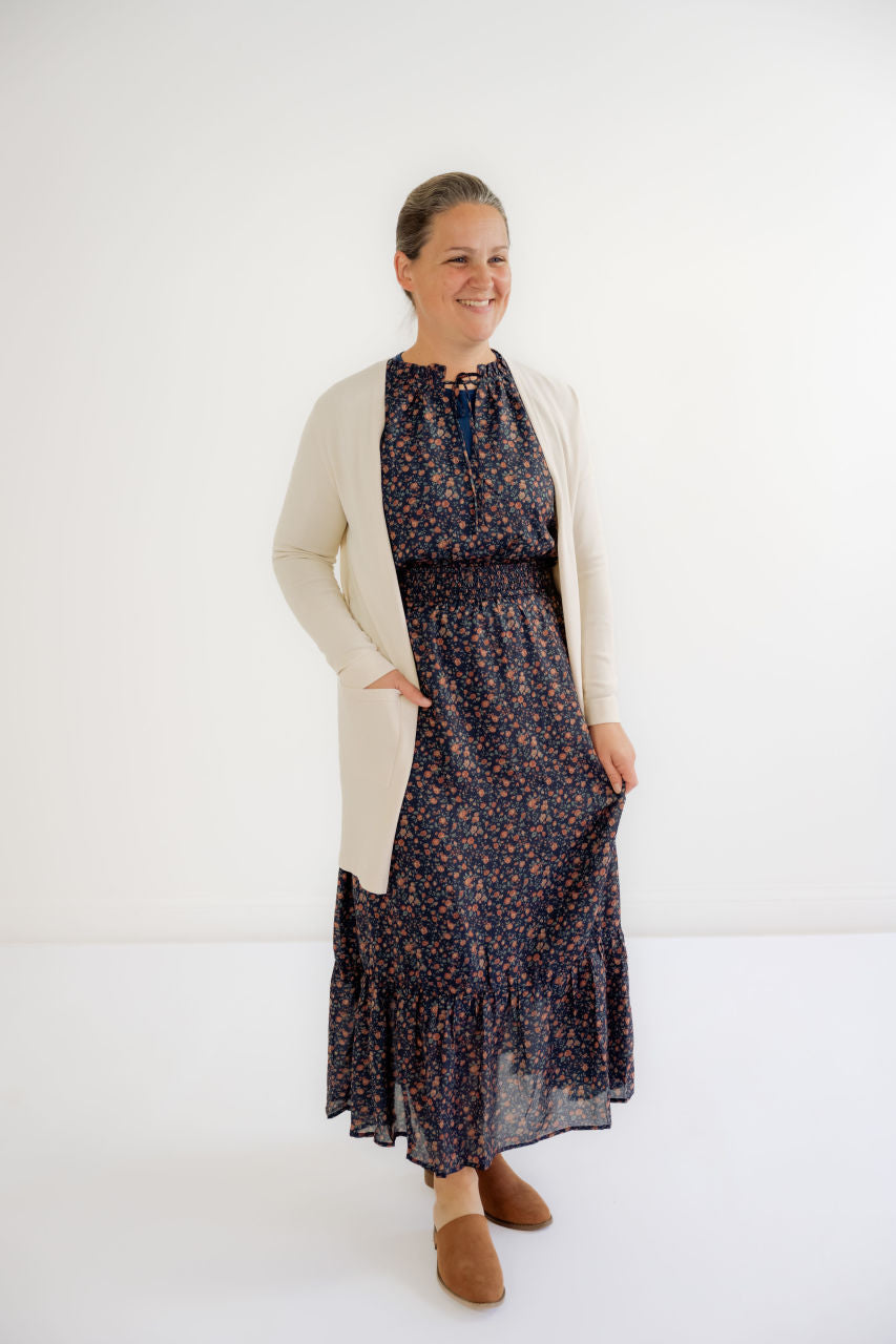 Katarina Dainty Floral Dress in Navy - Katarina Dainty Floral Dress in Navy - S - Salt and Honey