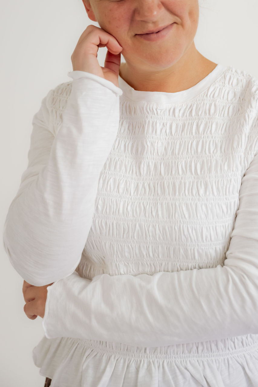 Indie Smocked Top in Ivory - Indie Smocked Top in Ivory - S - Salt and Honey