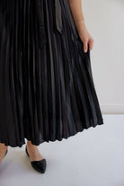 Ellison Satin Midi Dress in Black - Ellison Satin Midi Dress in Black - S - Salt and Honey
