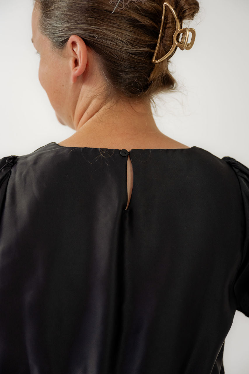 Ellison Satin Midi Dress in Black - Ellison Satin Midi Dress in Black - S - Salt and Honey