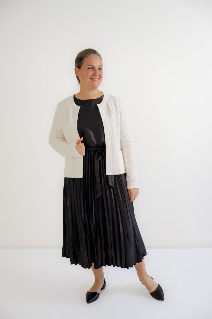 Ellison Satin Midi Dress in Black - Ellison Satin Midi Dress in Black - S - Salt and Honey