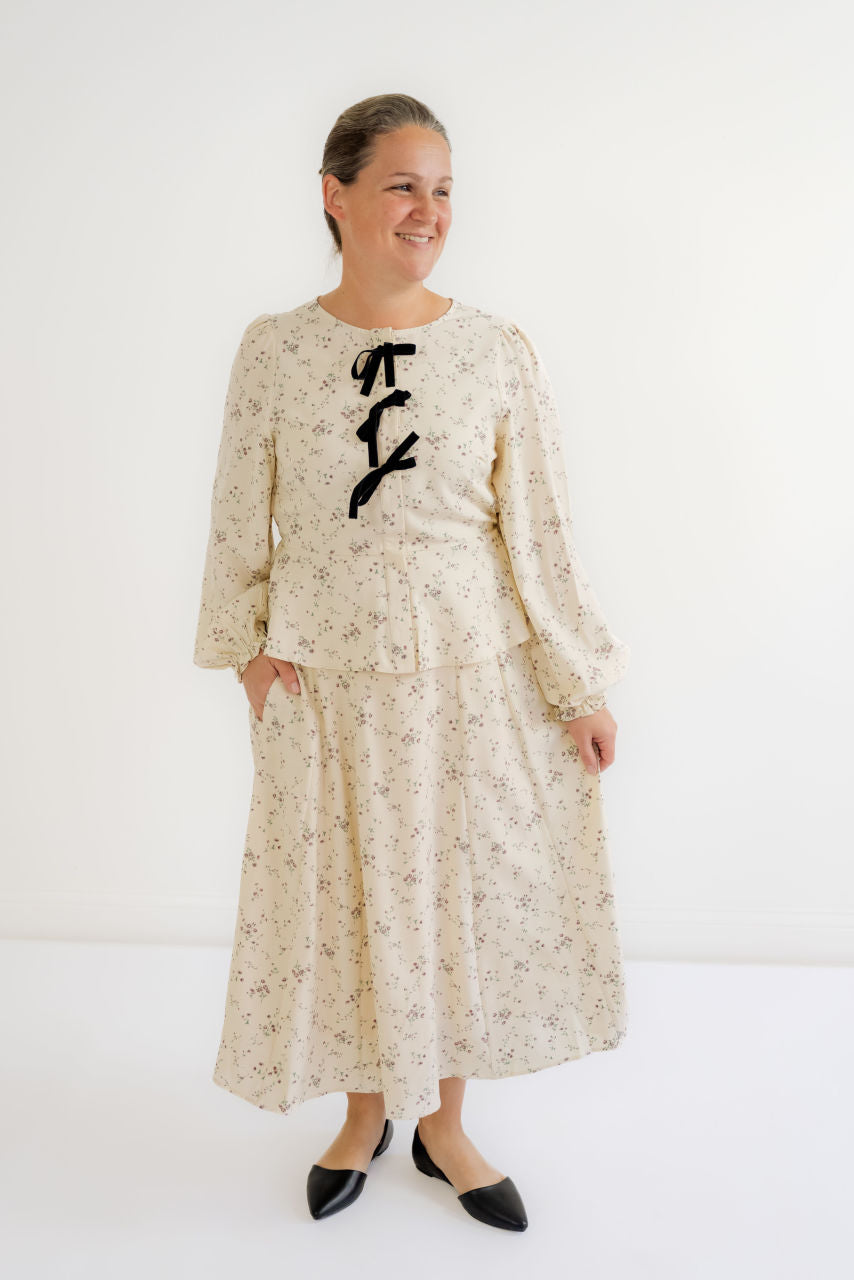 Rosie Floral Bow Top in Plum - Rosie Floral Bow Top in Plum - S - Salt and Honey