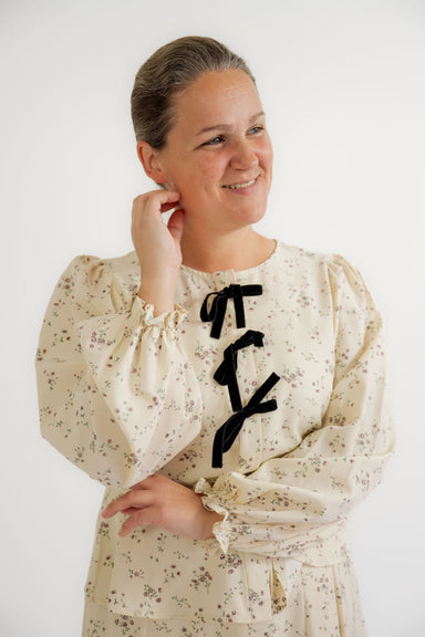 Rosie Floral Bow Top in Plum - Rosie Floral Bow Top in Plum - S - Salt and Honey