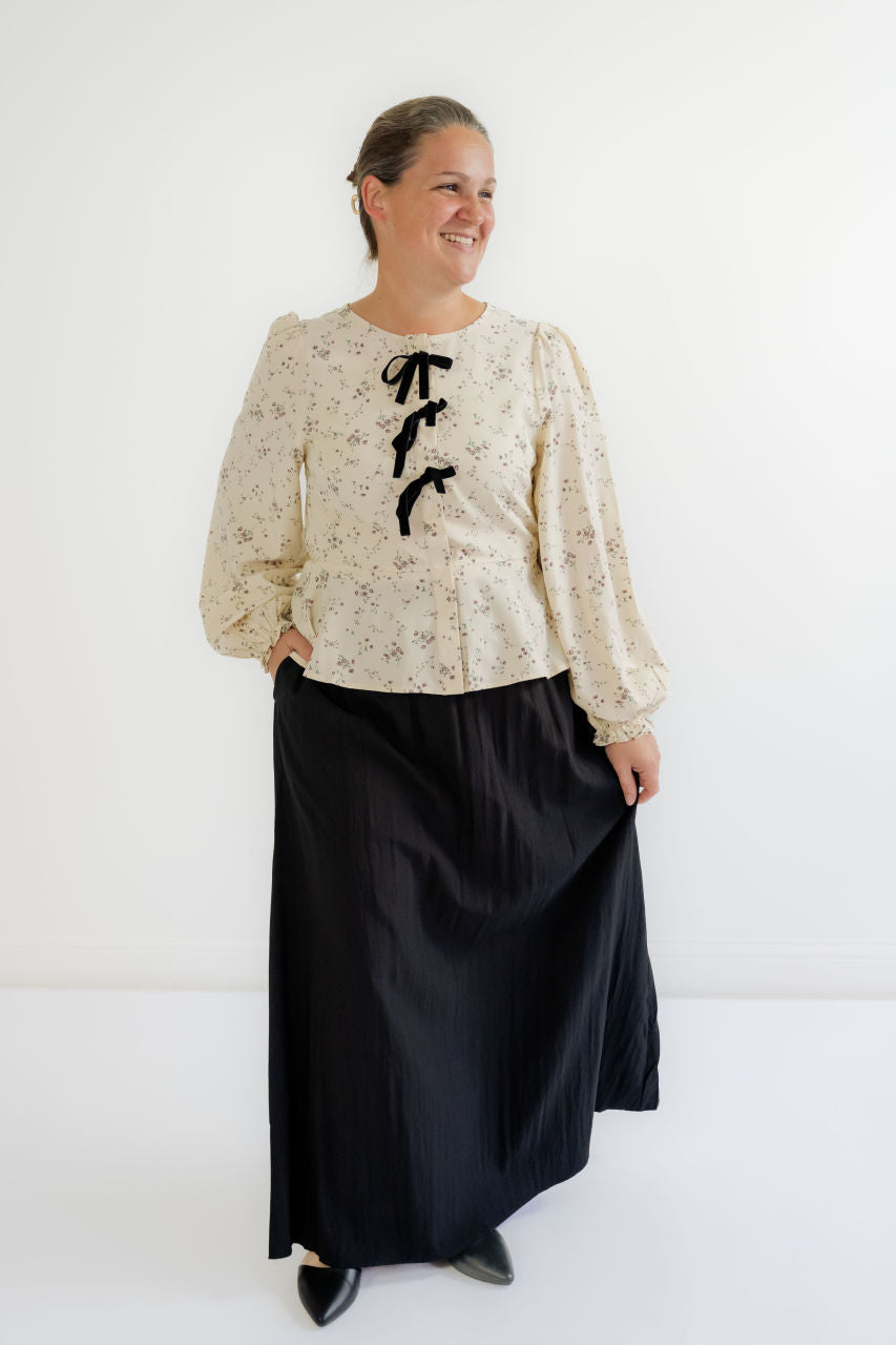 Rosie Floral Bow Top in Plum - Rosie Floral Bow Top in Plum - S - Salt and Honey