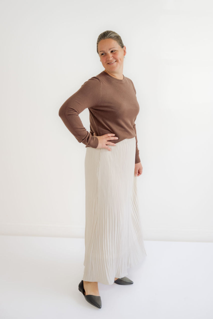 Etta Pleated Maxi Skirt in Soy - Etta Pleated Maxi Skirt in Soy - S - Salt and Honey