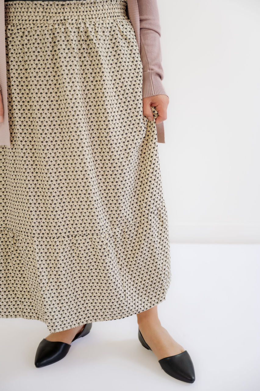 Hattie Floral Midi Skirt in Black - Hattie Floral Midi Skirt in Black - S - Salt and Honey