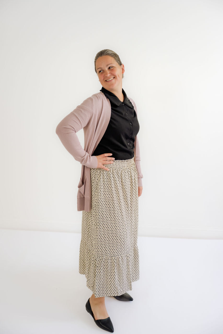 Hattie Floral Midi Skirt in Black - Hattie Floral Midi Skirt in Black - S - Salt and Honey