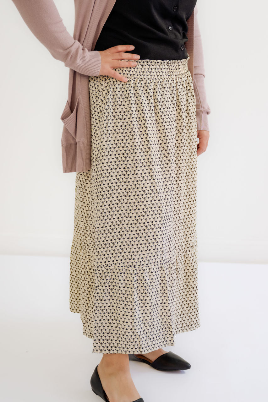 Hattie Floral Midi Skirt in Black - Hattie Floral Midi Skirt in Black - S - Salt and Honey