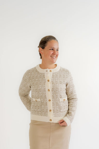 Tatum Knit Tweed Cardigan in Taupe - Tatum Knit Tweed Cardigan in Taupe - S - Salt and Honey