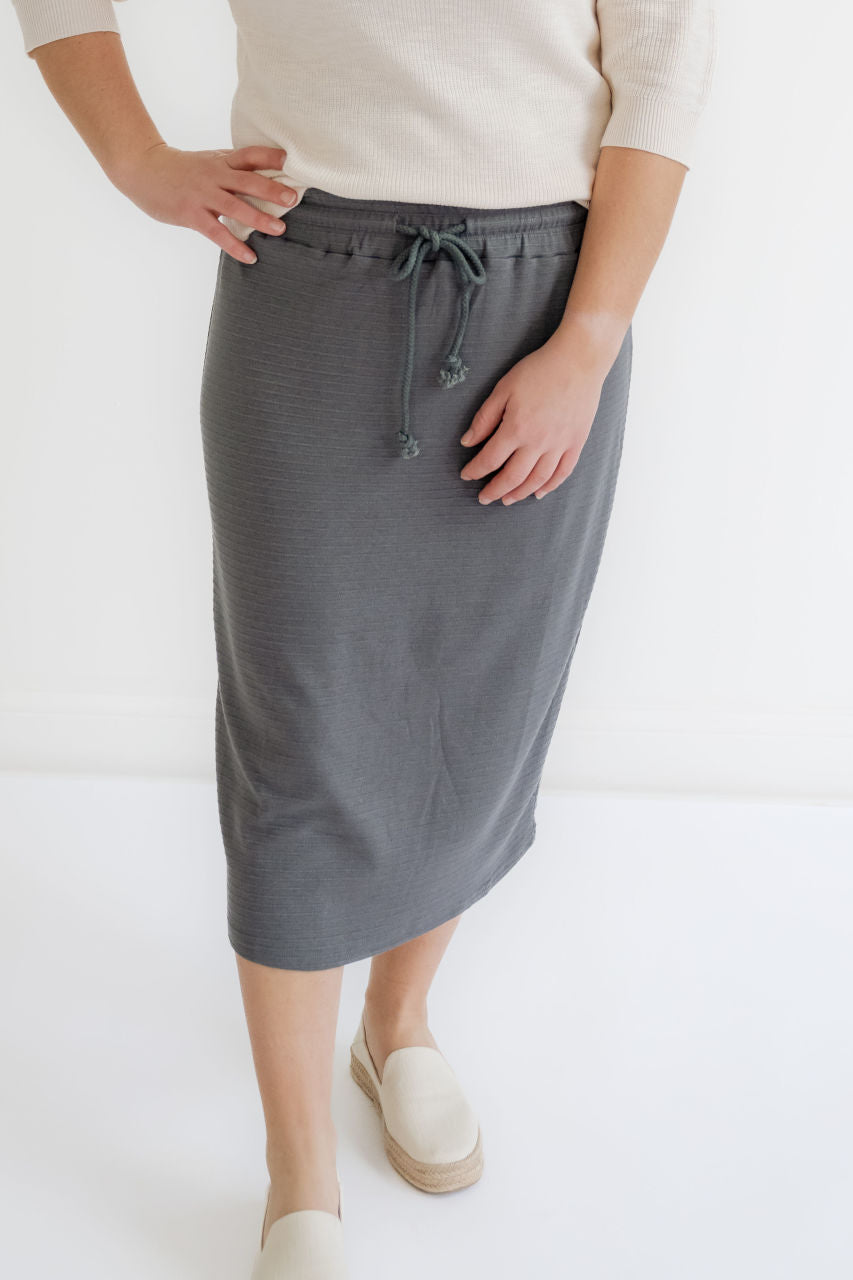 Jasper Knit Midi Skirt in Charcoal