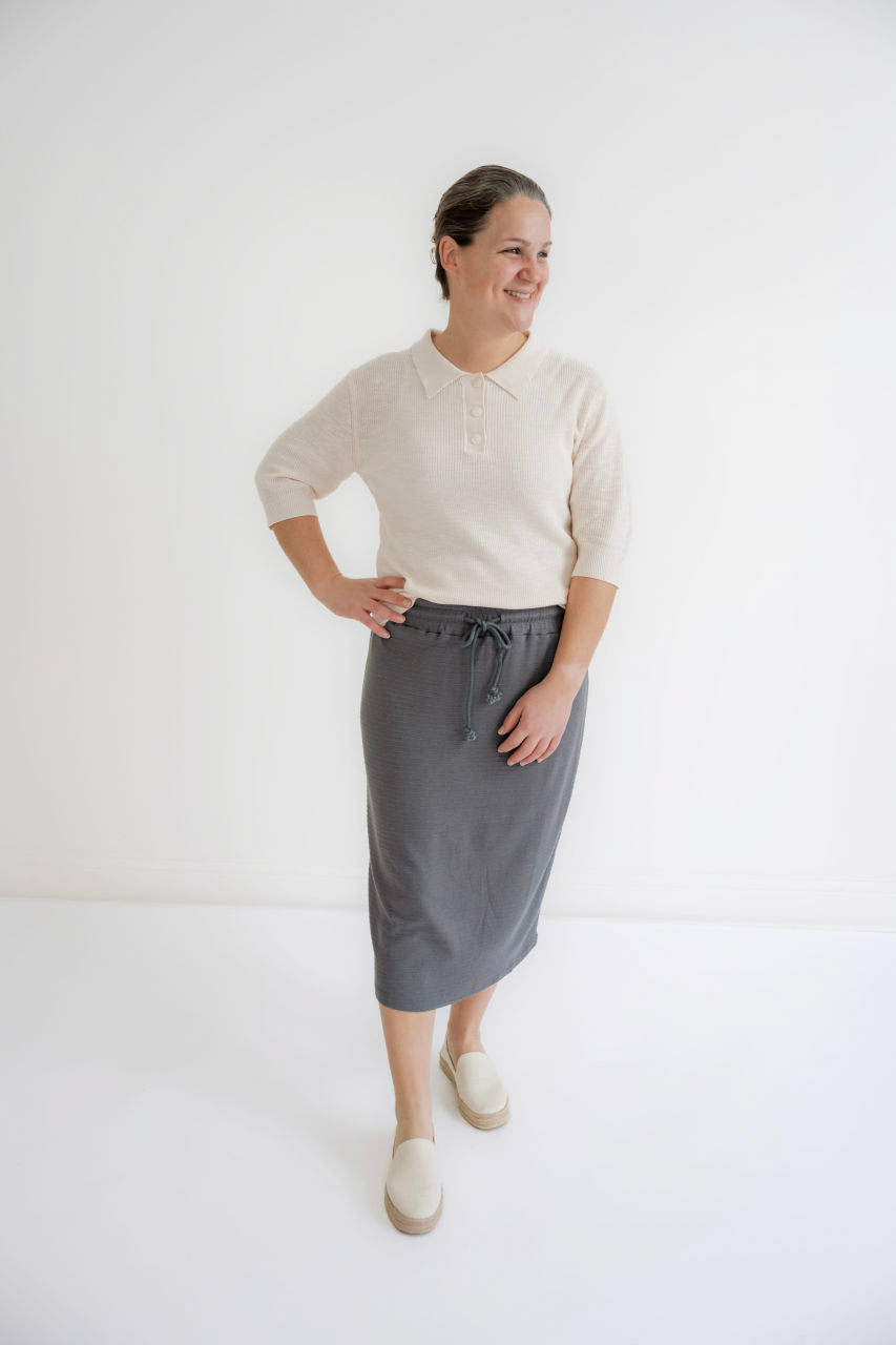 Jasper Knit Midi Skirt in Charcoal