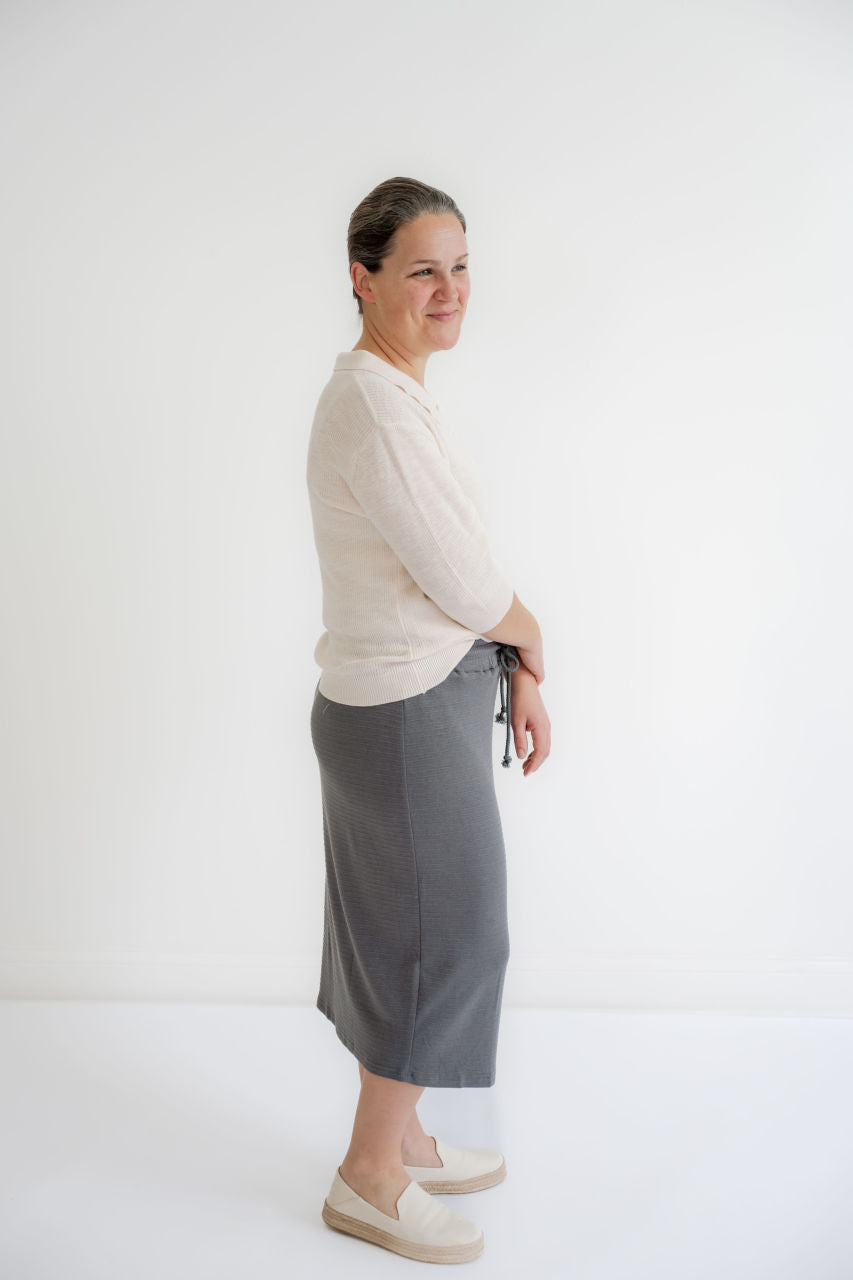 Jasper Knit Midi Skirt in Charcoal