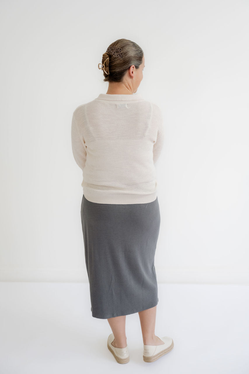 Jasper Knit Midi Skirt in Charcoal
