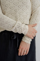 Cadence Heart Pointelle Sweater in Cream- FINAL SALE - Womens - Tops - Sweaters