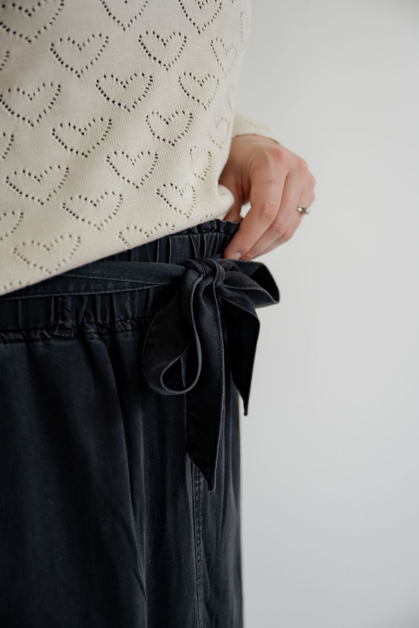 Bria Chambray Maxi Skirt in Black