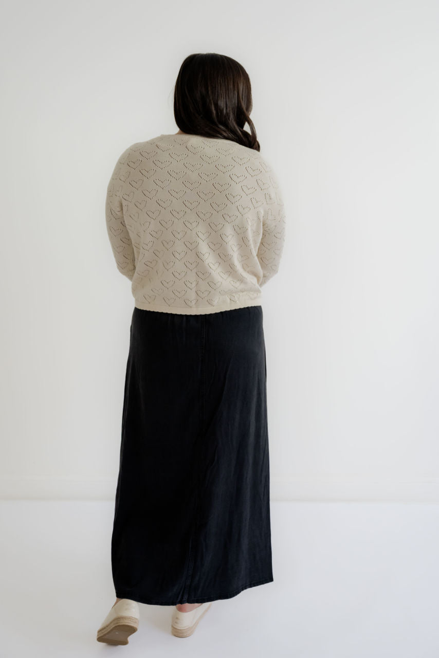 Bria Chambray Maxi Skirt in Black