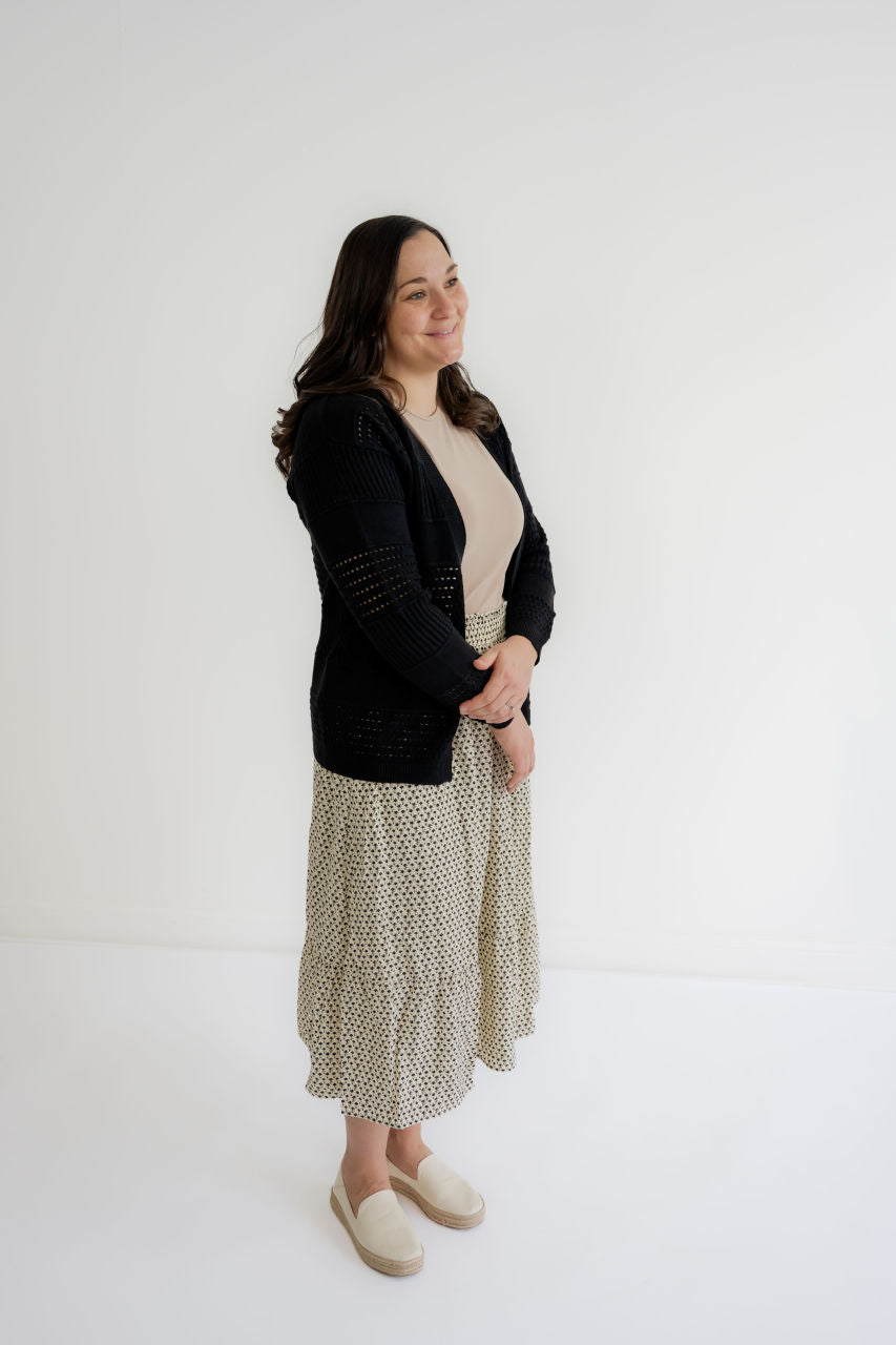 Montgomery Pointelle Cardigan in Black