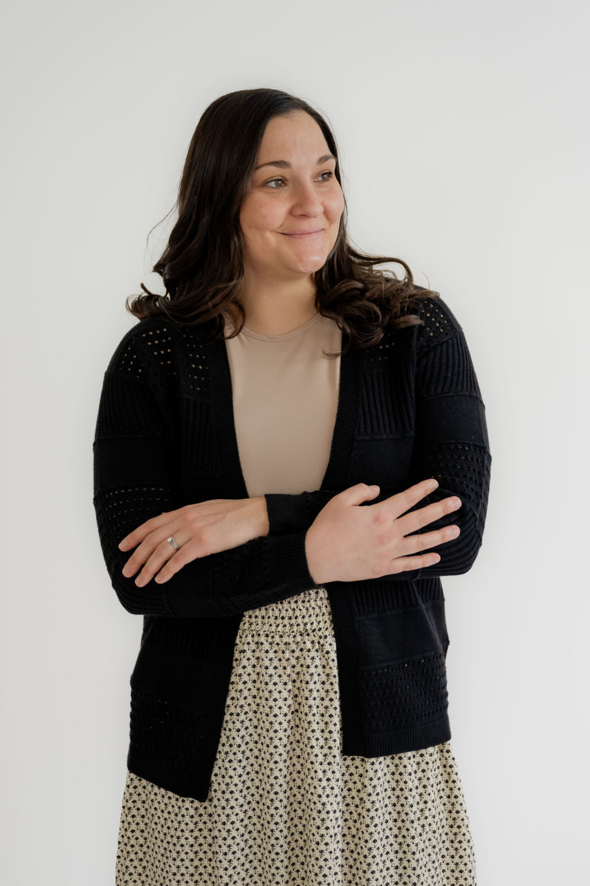 Montgomery Pointelle Cardigan in Black