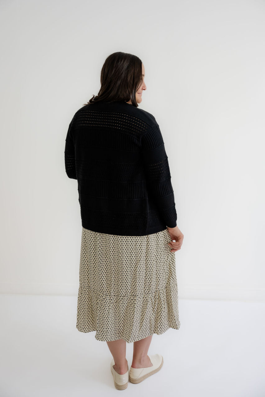 Montgomery Pointelle Cardigan in Black