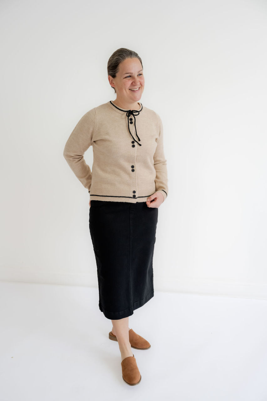 Serene Bow Tie Neck Button Down Cardigan