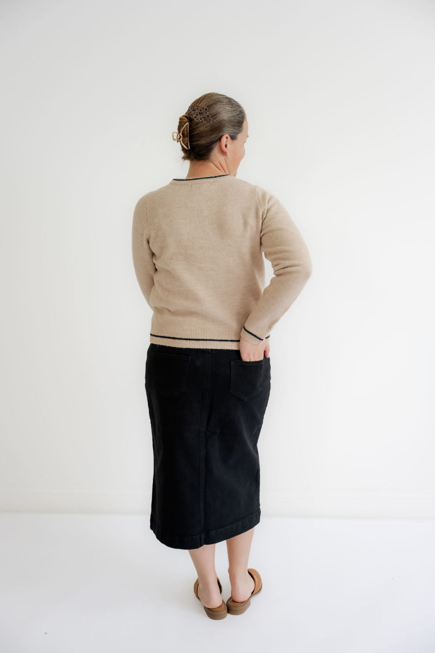 Serene Bow Tie Neck Button Down Cardigan- FINAL SALE - Womens - Outerwear - Cardigans