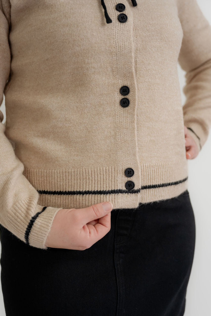 Serene Bow Tie Neck Button Down Cardigan- FINAL SALE - Womens - Outerwear - Cardigans