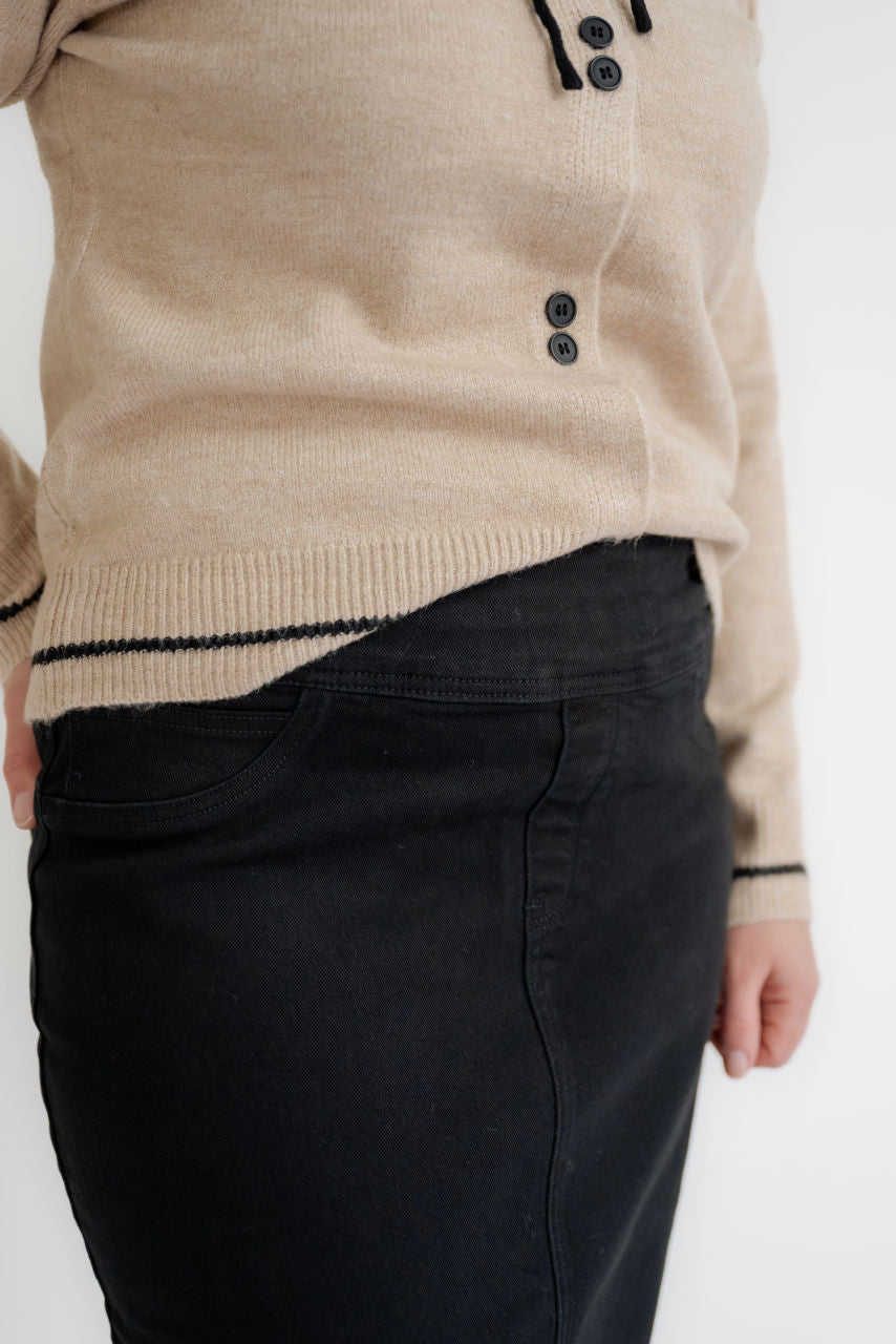 Sara 29" Denim Skirt in Black - Womens - Bottoms - Skirts