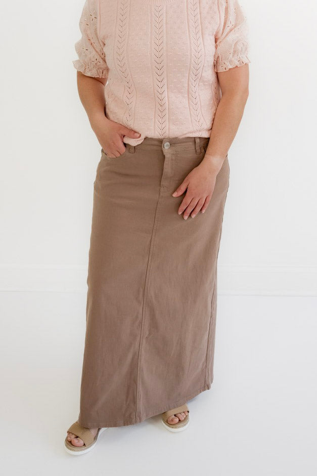 Brooklyn Twill Maxi Skirt in Sandstone