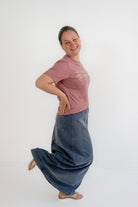 Caroline Knit Maxi Skirt in Medium Wash - Womens - Bottoms - Skirts