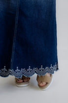 Kenzie Embroidered Dark Denim Skirt - Womens - Bottoms - Skirts