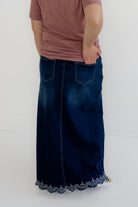 Kenzie Embroidered Dark Denim Skirt - Womens - Bottoms - Skirts