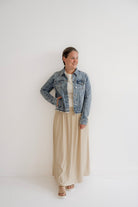 Hadassah Striped Knit Skirt in Beige - Womens - Bottoms - Skirts