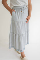 Sawyer Striped Maxi Skirt in Slate Blue - Womens - Bottoms - Skirts