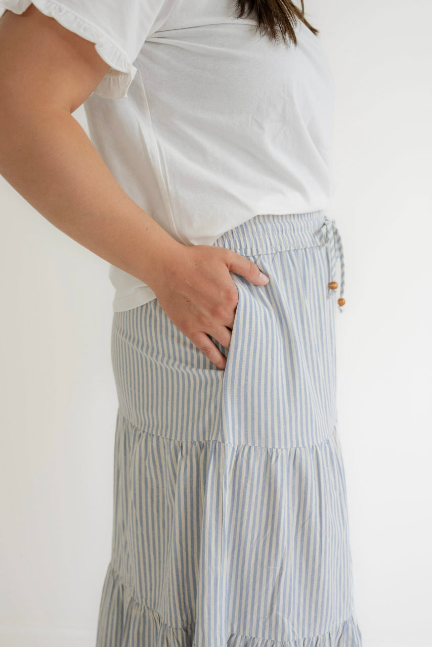 Sawyer Striped Maxi Skirt in Slate Blue - Womens - Bottoms - Skirts