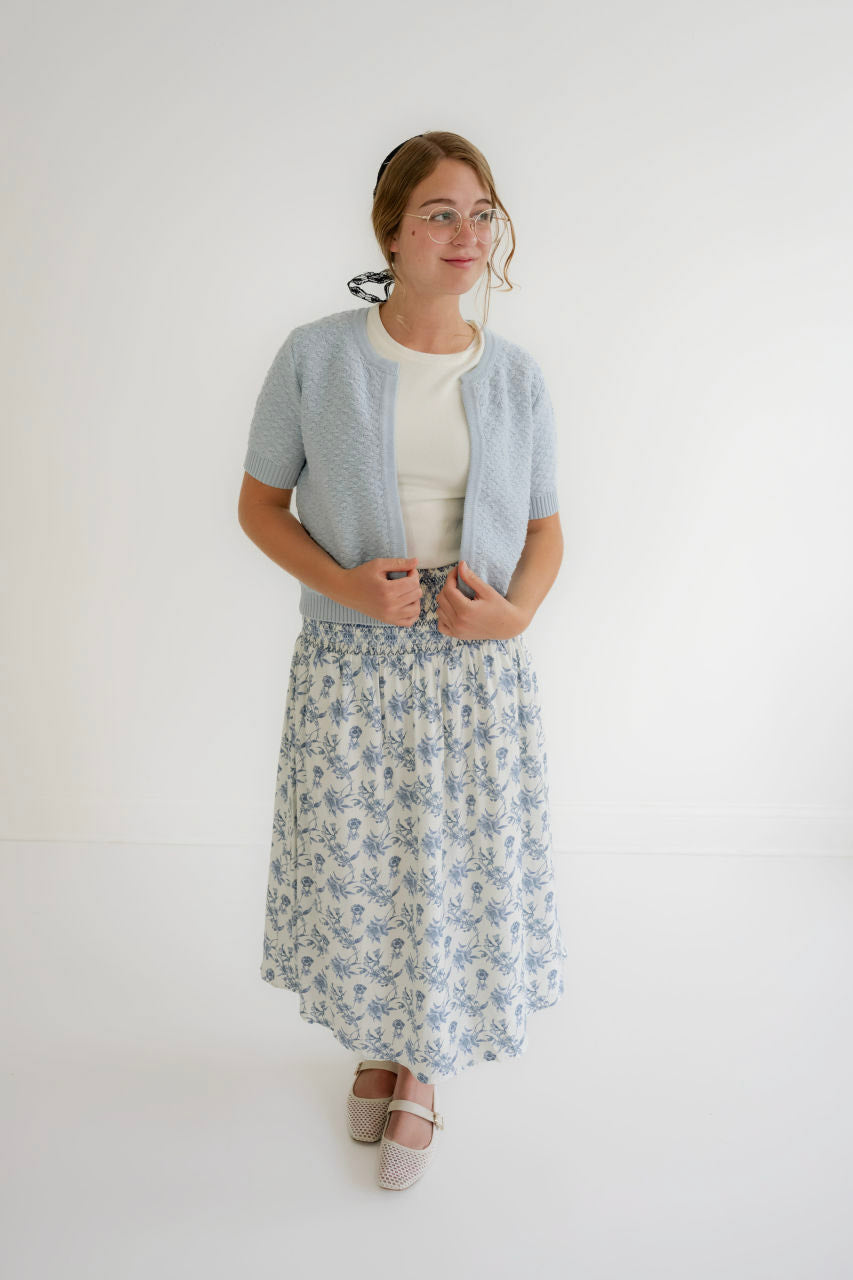 Gracie Textured Cardigan in Sky Blue