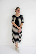 Emmett Knit Midi Dress in Black Stripes- FINAL SALE - Womens - Dresses