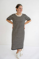 Emmett Knit Midi Dress in Black Stripes- FINAL SALE - Womens - Dresses