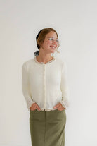 Kyra Textured Floral Top in Ivory - Womens - Tops - Sweaters